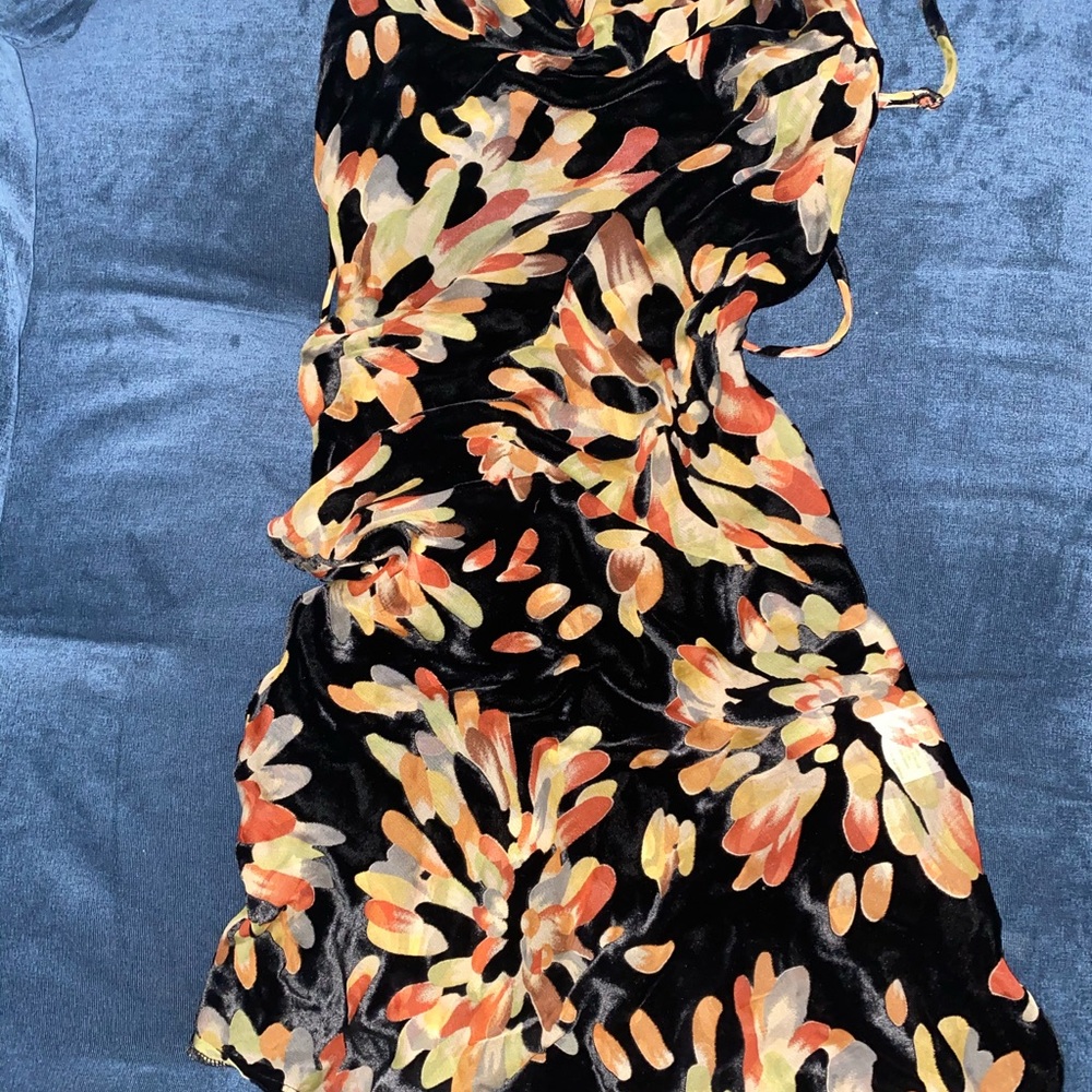 Rat & Boa Black Floral Mini Dress with Orange and Cream Accents - Picture 7 of 9